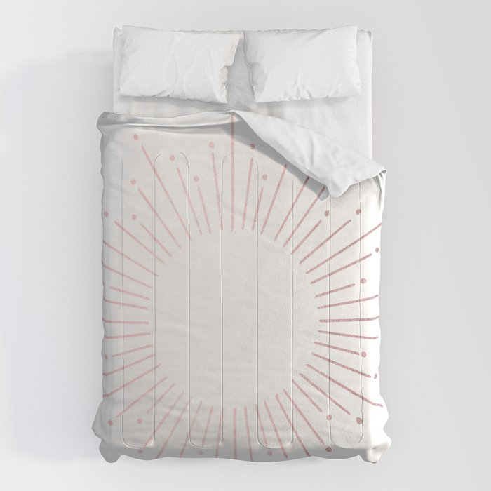Sunburst Rose Quartz Elegance on White Comforter Gallery Image 6