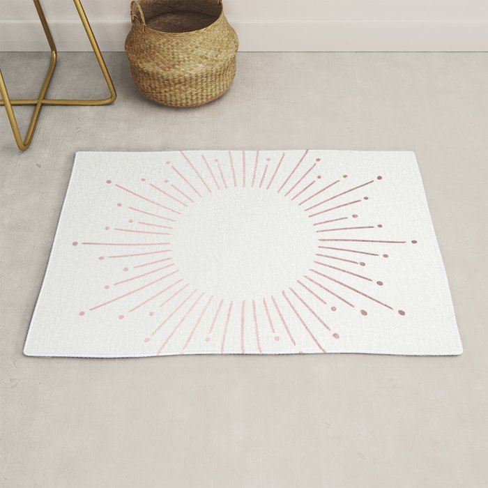 Sunburst Rose Quartz Elegance on White Rug Gallery Image 1