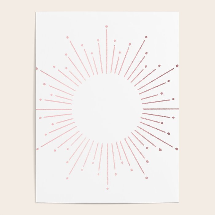 Sunburst Rose Quartz Elegance on White Poster Gallery Image 4