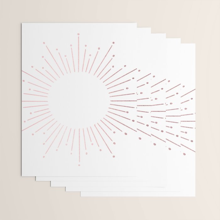 Sunburst Rose Quartz Elegance on White Wrapping Paper Gallery Image 3