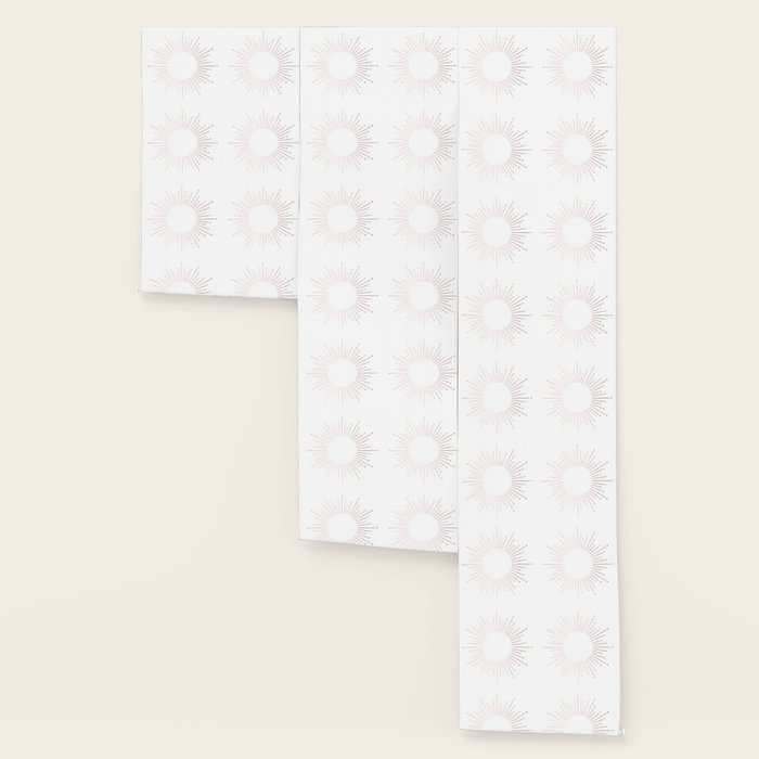 Sunburst Rose Quartz Elegance on White Wallpaper Gallery Image 3