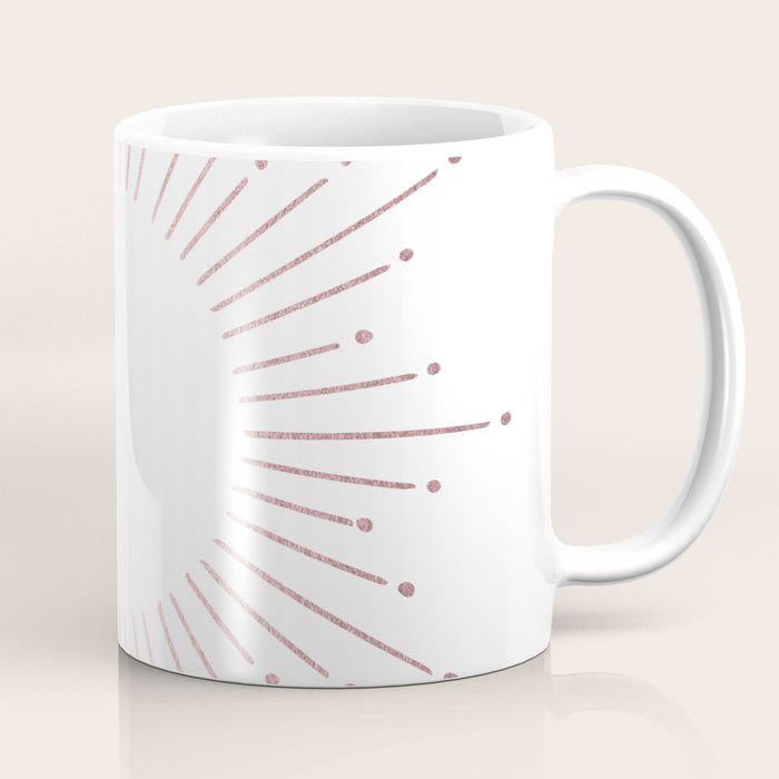 Sunburst Rose Quartz Elegance on White Coffee Mug Gallery Image 1