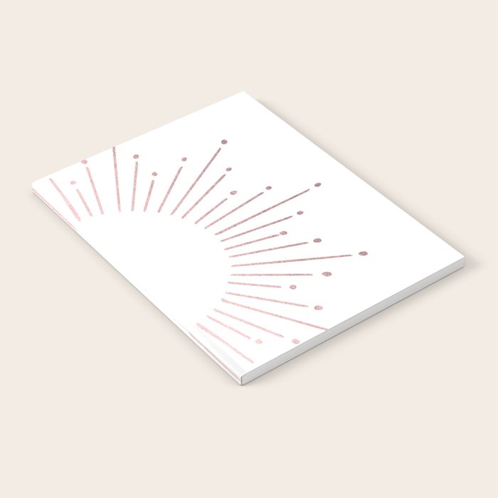 Sunburst Rose Quartz Elegance on White Notebook Gallery Image 1