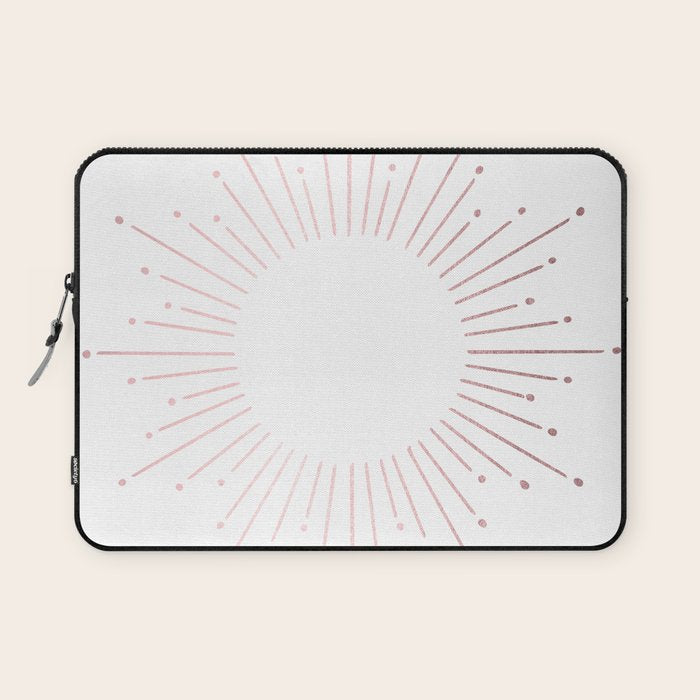 Sunburst Rose Quartz Elegance on White Laptop Sleeve Gallery Image 1