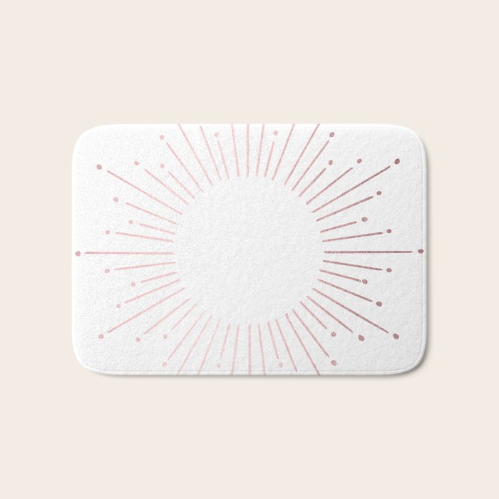Sunburst Rose Quartz Elegance on White Bath Mat Gallery Image 1