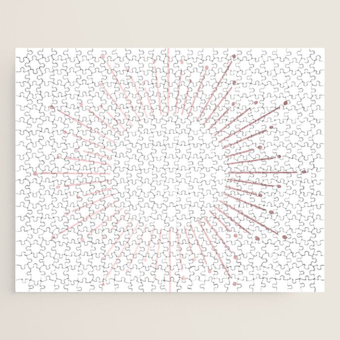 Sunburst Rose Quartz Elegance on White Jigsaw Puzzle Gallery Image 1