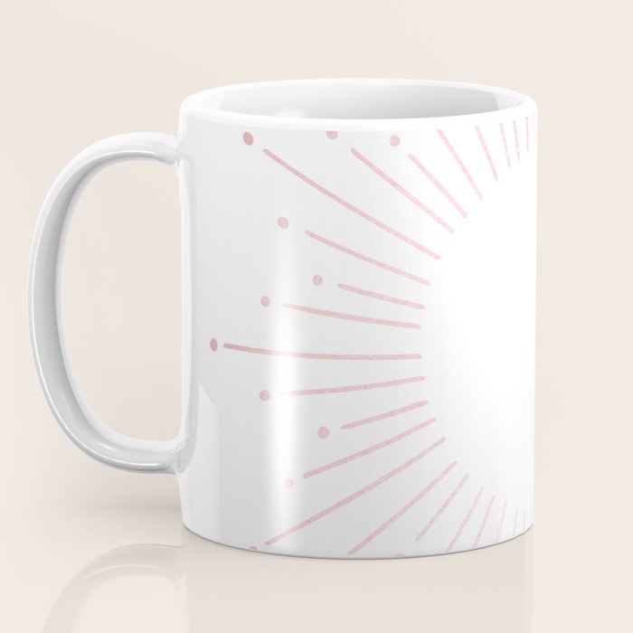 Sunburst Rose Quartz Elegance on White Coffee Mug Gallery Image 3