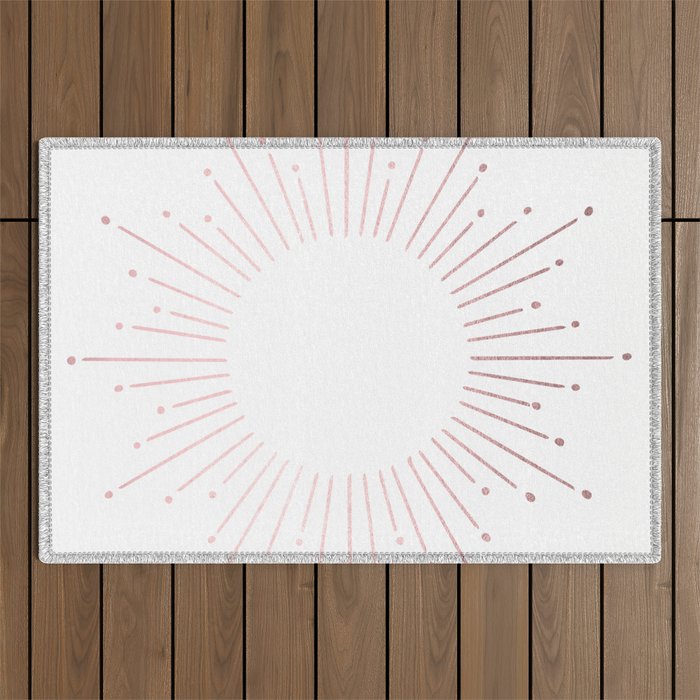 Sunburst Rose Quartz Elegance on White Outdoor Rug Gallery Image 1
