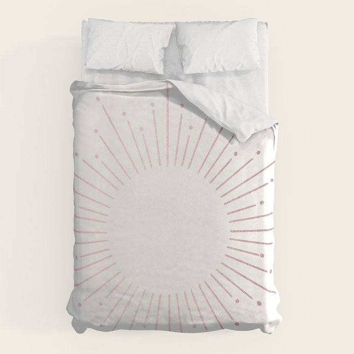 Sunburst Rose Quartz Elegance on White Duvet Cover Gallery Image 6
