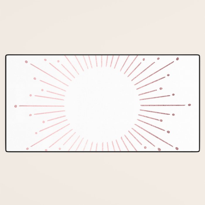 Sunburst Rose Quartz Elegance on White Desk Mat Gallery Image 3