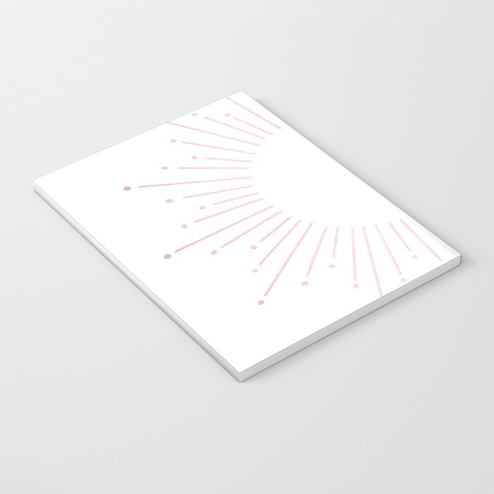 Sunburst Rose Quartz Elegance on White Notebook Gallery Image 3