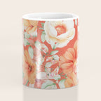 Peach Florals with Painted Speckles on Orange Coral Coffee Mug Gallery Image 4