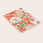 Peach Florals with Painted Speckles on Orange Coral Notebook Gallery Image 3