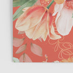 Peach Florals with Painted Speckles on Orange Coral Poster Gallery Image 3