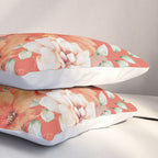 Peach Florals with Painted Speckles on Orange Coral Pillow Sham Gallery Image 3