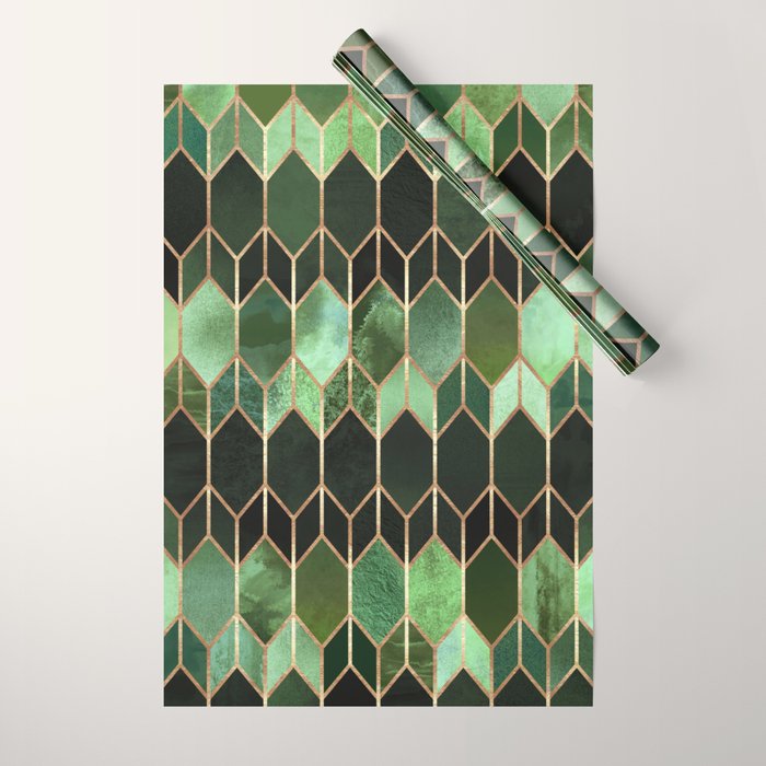Stained Glass 5 - Forest Green Wrapping Paper Gallery Image 1