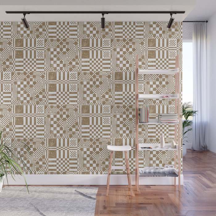 Warm Vintage Checks Wall Mural Gallery Image 1