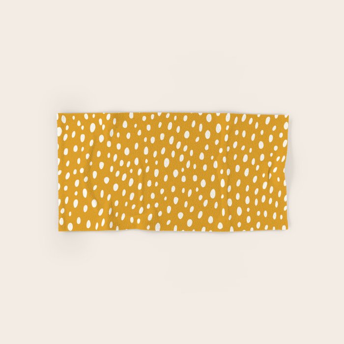 Yellow Polka Dot Spotted Pattern Abstract Print Dots Bath Towel Gallery Image 1