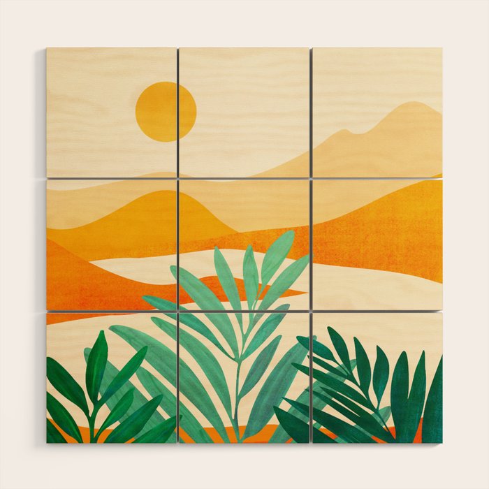 Golden Alpine Sunset Landscape Wood Wall Art Gallery Image 1