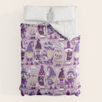 Let it gnome // monochromatic violet little Santa's helpers preparing for Christmas Duvet Cover Gallery Image 6