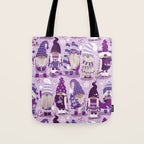 Let it gnome // monochromatic violet little Santa's helpers preparing for Christmas Tote Bag Gallery Image 1