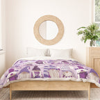 Let it gnome // monochromatic violet little Santa's helpers preparing for Christmas Duvet Cover Gallery Image 3