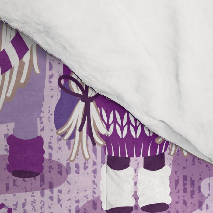 Let it gnome // monochromatic violet little Santa's helpers preparing for Christmas Comforter Gallery Image 4