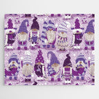 Let it gnome // monochromatic violet little Santa's helpers preparing for Christmas Jigsaw Puzzle Gallery Image 1