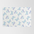 Lilac aqua blue watercolor hand painted butterfly Rug Gallery Image 2