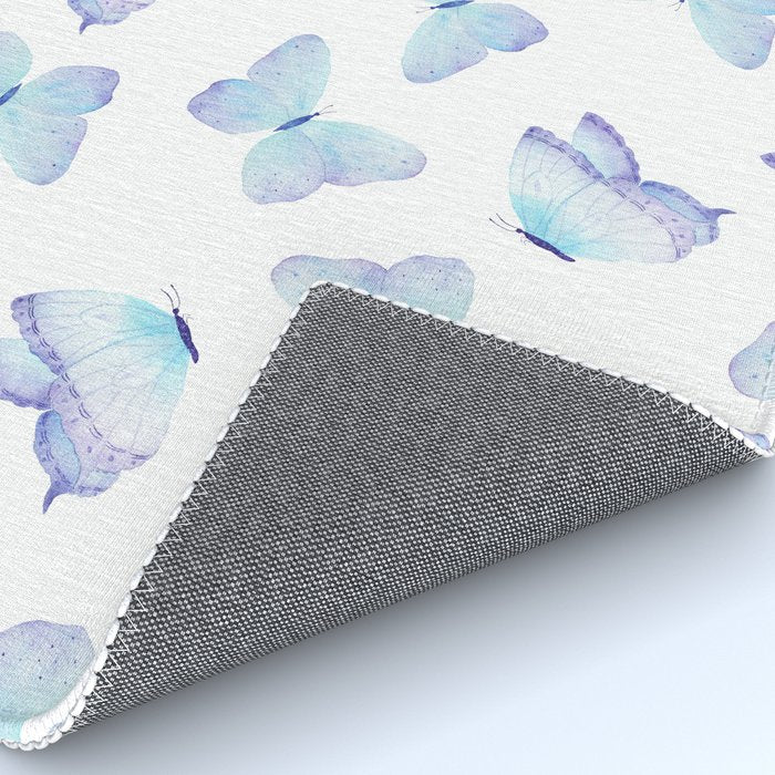 Lilac aqua blue watercolor hand painted butterfly Rug Gallery Image 4