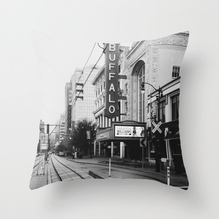 Shea's Buffalo 02 B&W Throw Pillow Gallery Image 6