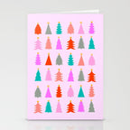 Christmas Tree Pattern on Pink Stationery Card Gallery Image 2