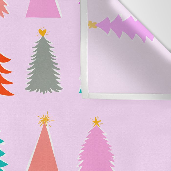 Christmas Tree Pattern on Pink Wall Tapestry Gallery Image 3
