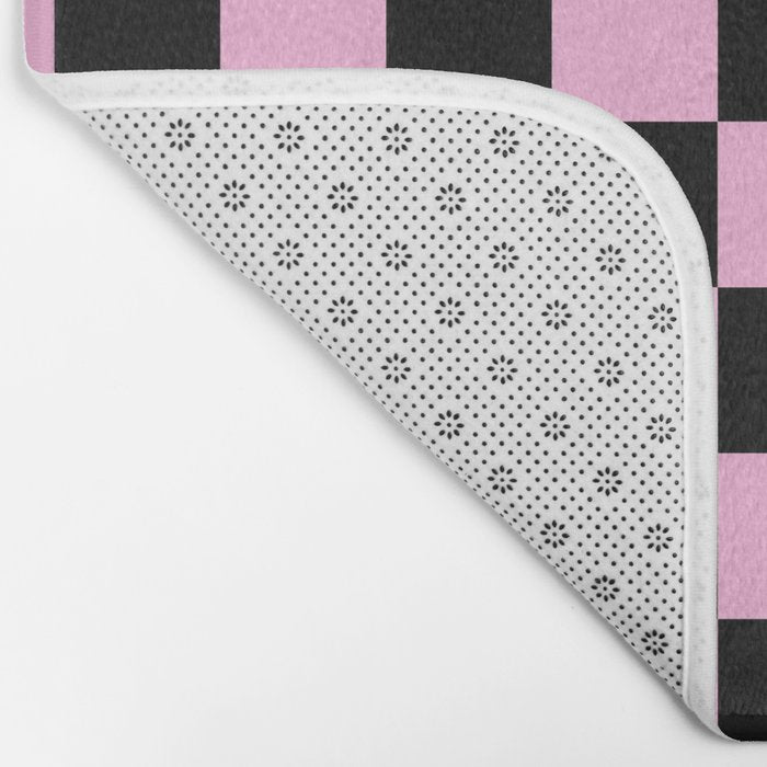 Checkered (Black & Pink Pattern) Bath Mat Gallery Image 2