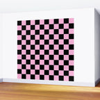 Checkered (Black & Pink Pattern) Wall Mural Gallery Image 2