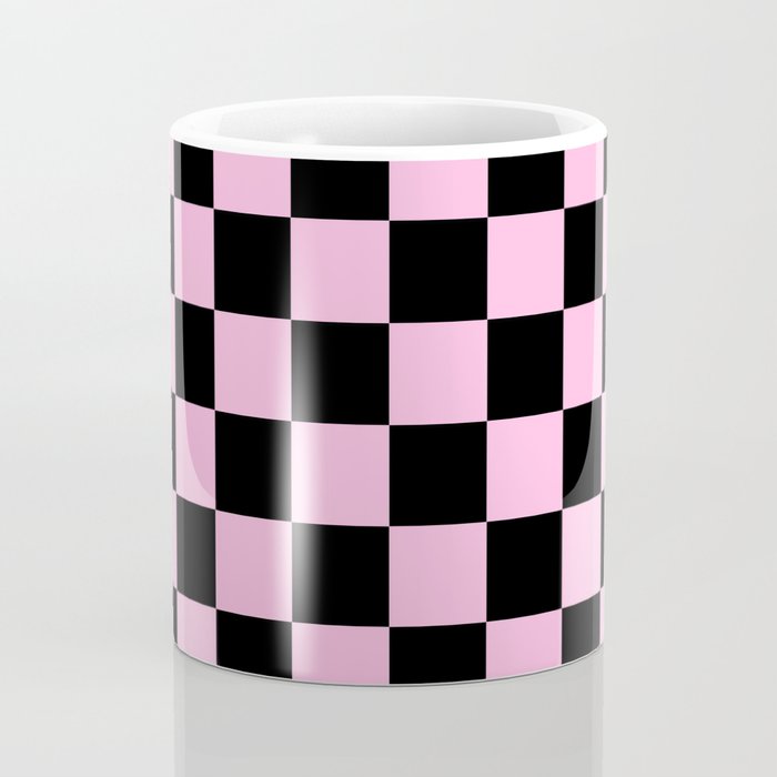 Checkered (Black & Pink Pattern) Coffee Mug Gallery Image 4