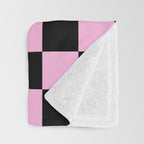 Checkered (Black & Pink Pattern) Throw Blanket Gallery Image 3