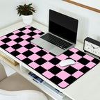 Checkered (Black & Pink Pattern) Desk Mat Gallery Image 2
