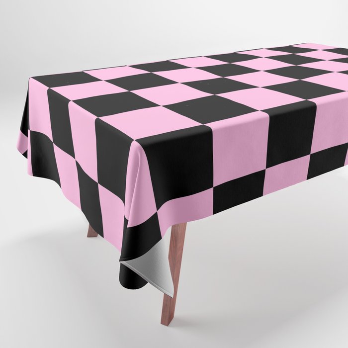 Checkered (Black & Pink Pattern) Tablecloth Gallery Image 1