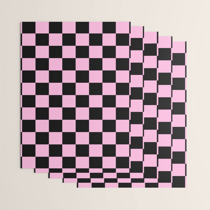 Checkered (Black & Pink Pattern) Wrapping Paper Gallery Image 3