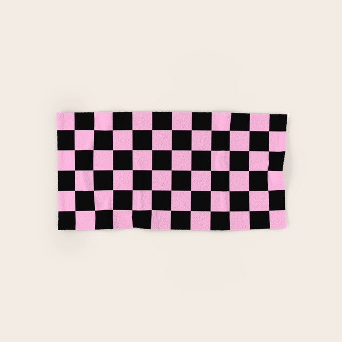 Checkered (Black & Pink Pattern) Bath Towel Gallery Image 1