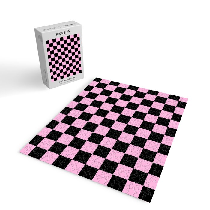 Checkered (Black & Pink Pattern) Jigsaw Puzzle Gallery Image 2