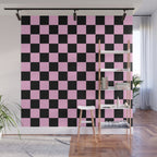 Checkered (Black & Pink Pattern) Wall Mural Gallery Image 1