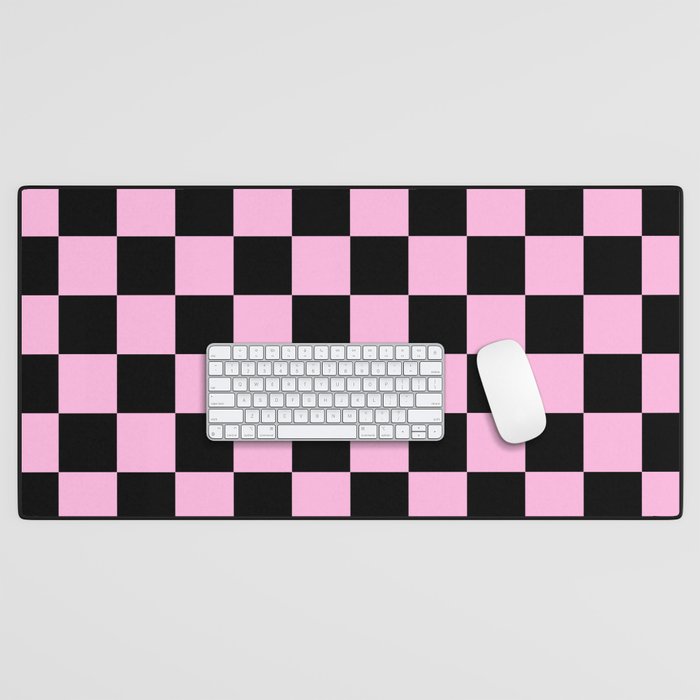 Checkered (Black & Pink Pattern) Desk Mat Gallery Image 1