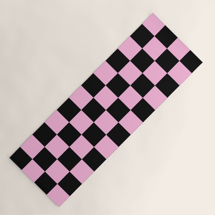 Checkered (Black & Pink Pattern) Yoga Mat Gallery Image 1