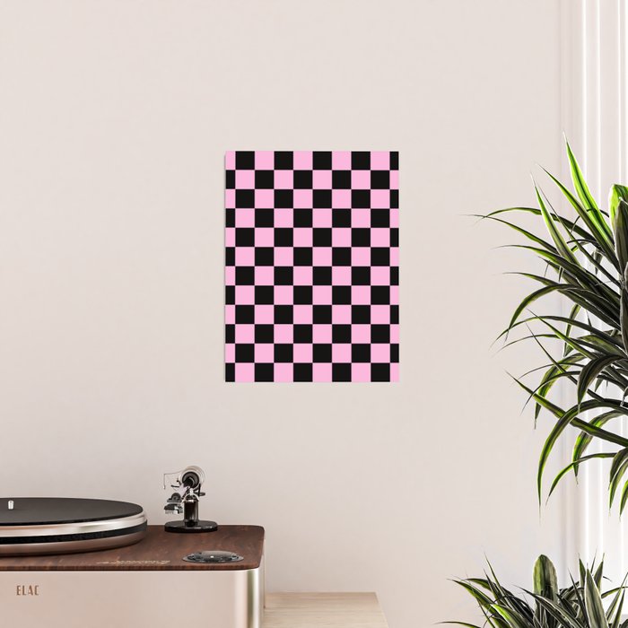 Checkered (Black & Pink Pattern) Poster Gallery Image 2