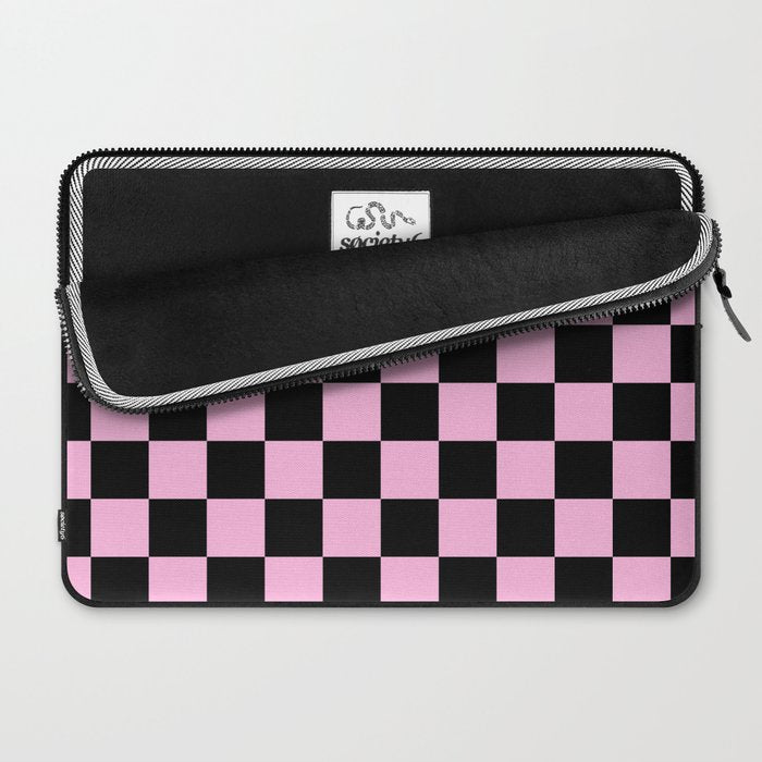 Checkered (Black & Pink Pattern) Laptop Sleeve Gallery Image 2