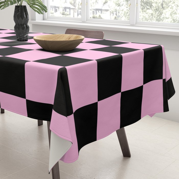 Checkered (Black & Pink Pattern) Tablecloth Gallery Image 3