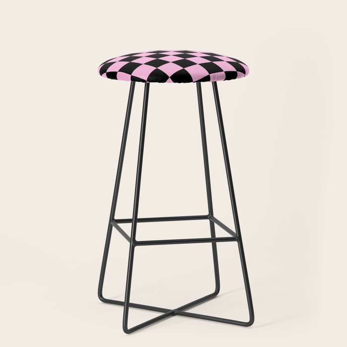 Checkered (Black & Pink Pattern) Stool Gallery Image 1