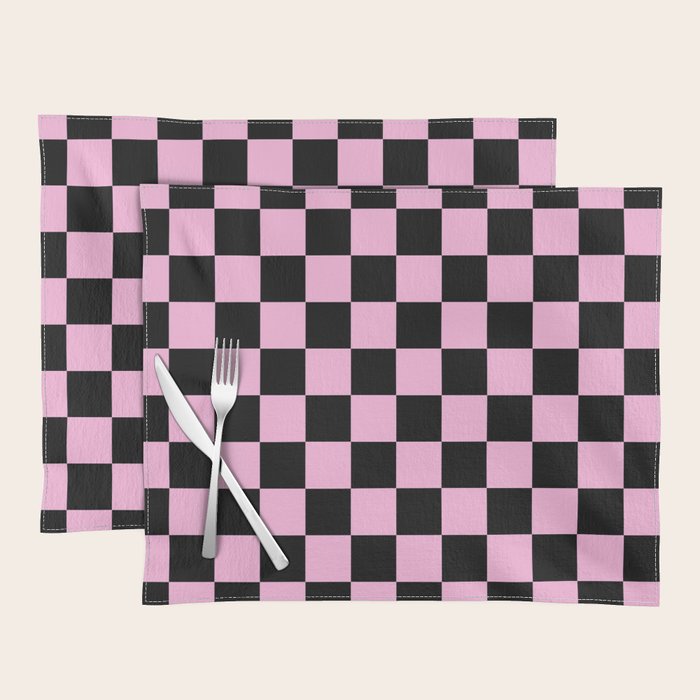 Checkered (Black & Pink Pattern) Placemat Gallery Image 1